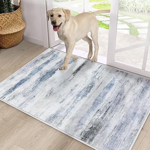 Miniatura 1 de Tapete para puerta delantera, de lana sintética, antideslizante, absorbente, abstracto, para entrada, pasillo, lavandería, zonas de alto tráfico, 24