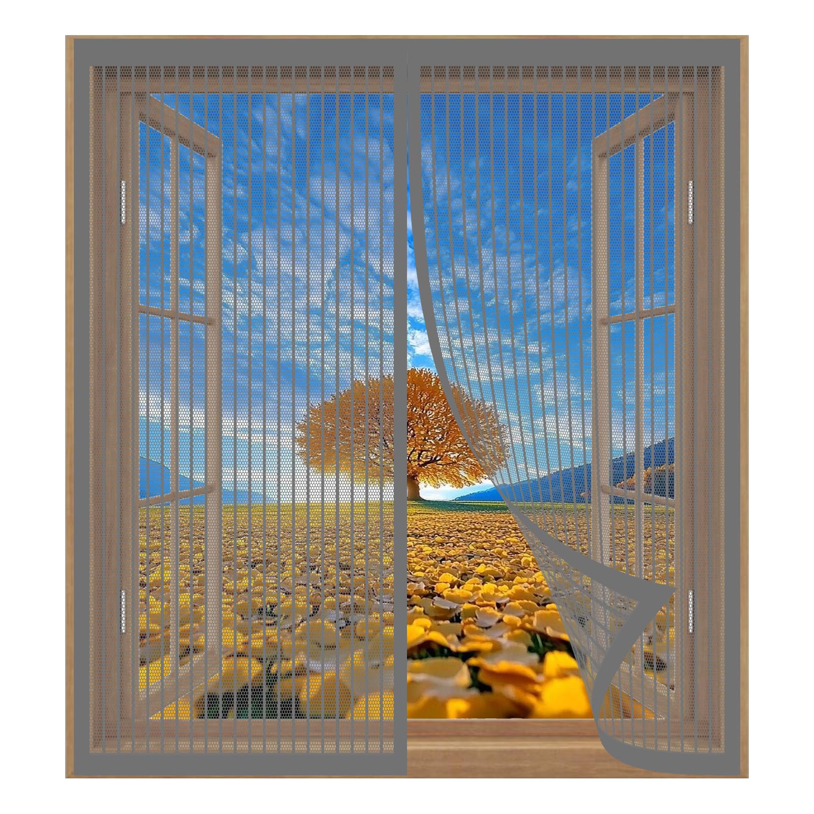 Yuanwan Grey Magnetic Window Screen Mesh 99 X 129 Cm Easy Installation No Drilling Or Screwing Fly Screen Mosquito Magnetic Window For Windows Nets To Keep Bugs Out,