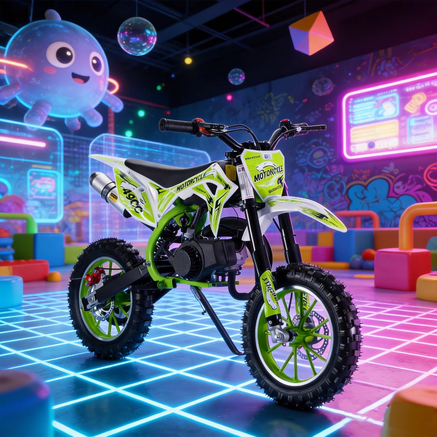 50cc Kids Dirt Bike Gas Powered, Dirt Bike for Kids 8-14 2-Stroke Off-Road Motocros Mini Motorcycle Birthday Halloween for Children Young Rider Boys Girls Beginners Ages 8-14 Green