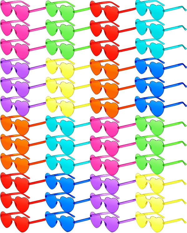 Sherr 48 Pairs Rimless Sunglasses for Party, Neon Color, Heart Shape by Sherr - Used condition - US$20.34