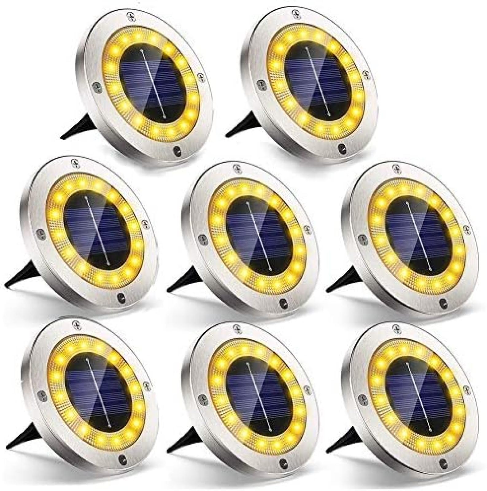 Solarne Oświetlenie Gruntowe - Super Jasne 16 Diod LED Solarne Oświetlenie Ogrodowe Zewnętrzne Wodoodporne Światło Dysku Słonecznego Oświetlenie Krajobrazu Na Trawnik Patio Deck Chodnik Światła Po