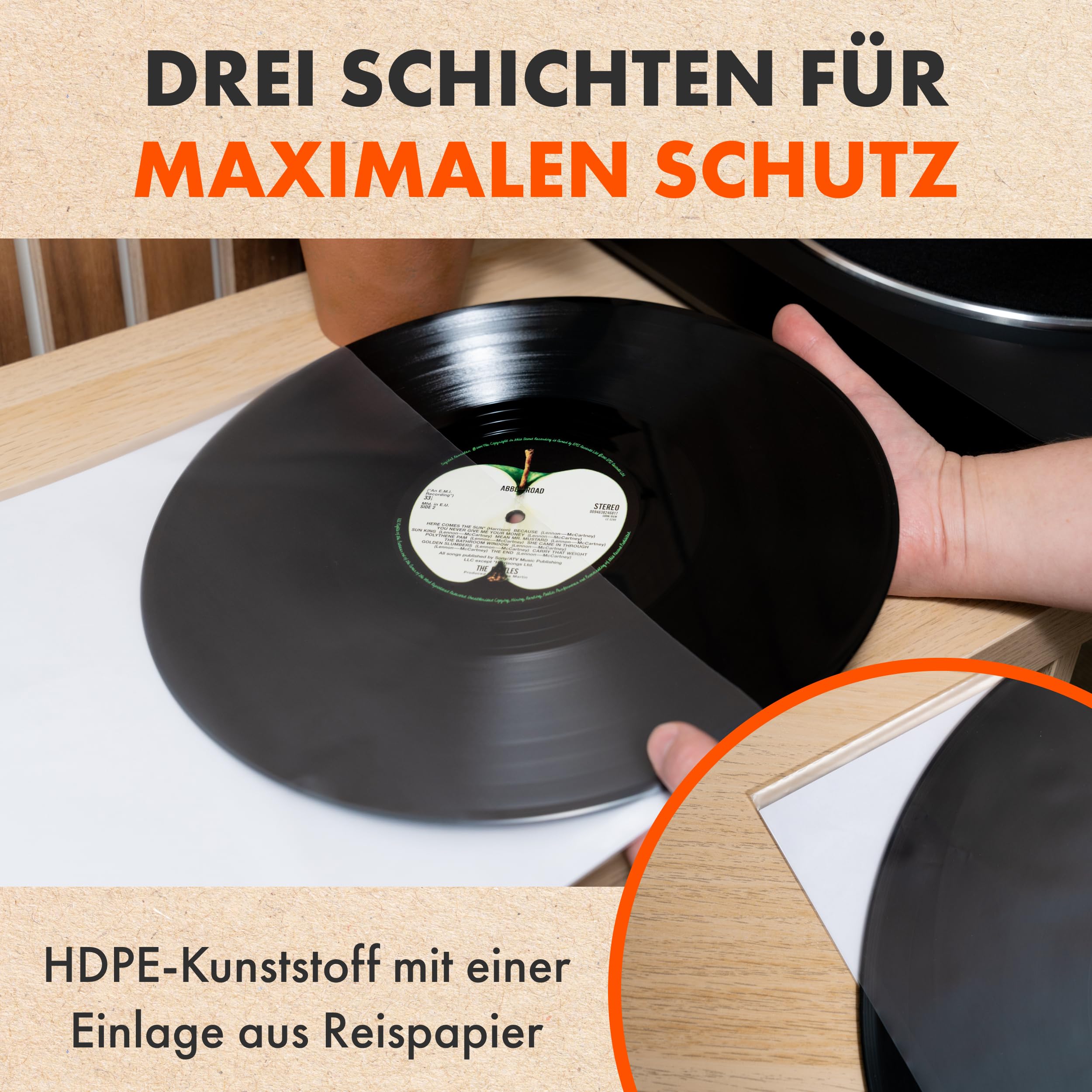 SPINCARE 100x 12 Zoll Audiophile Innenhüllen Für LP Schallplatten | Antistatische Gefüttert Vinyl Schutzhüllen | Mehrlagige Innenhülle Aus Reispapier