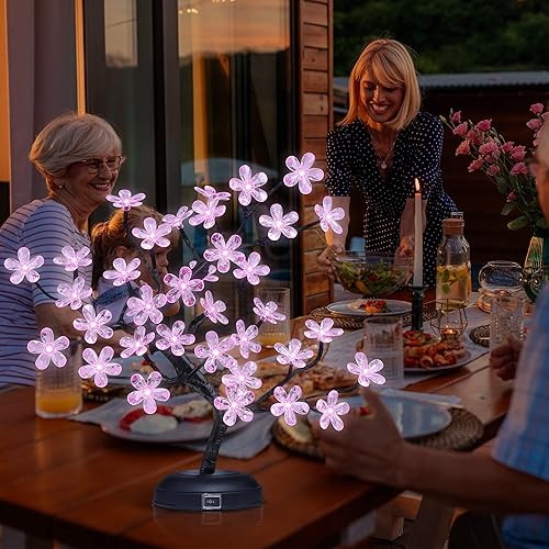 Miniatura 7 de Lámpara de árbol bonsái de 18 pulgadas con 36 LED acrílicos de flor de cerezo japonés, decoración para interiores y exteriores, adaptador