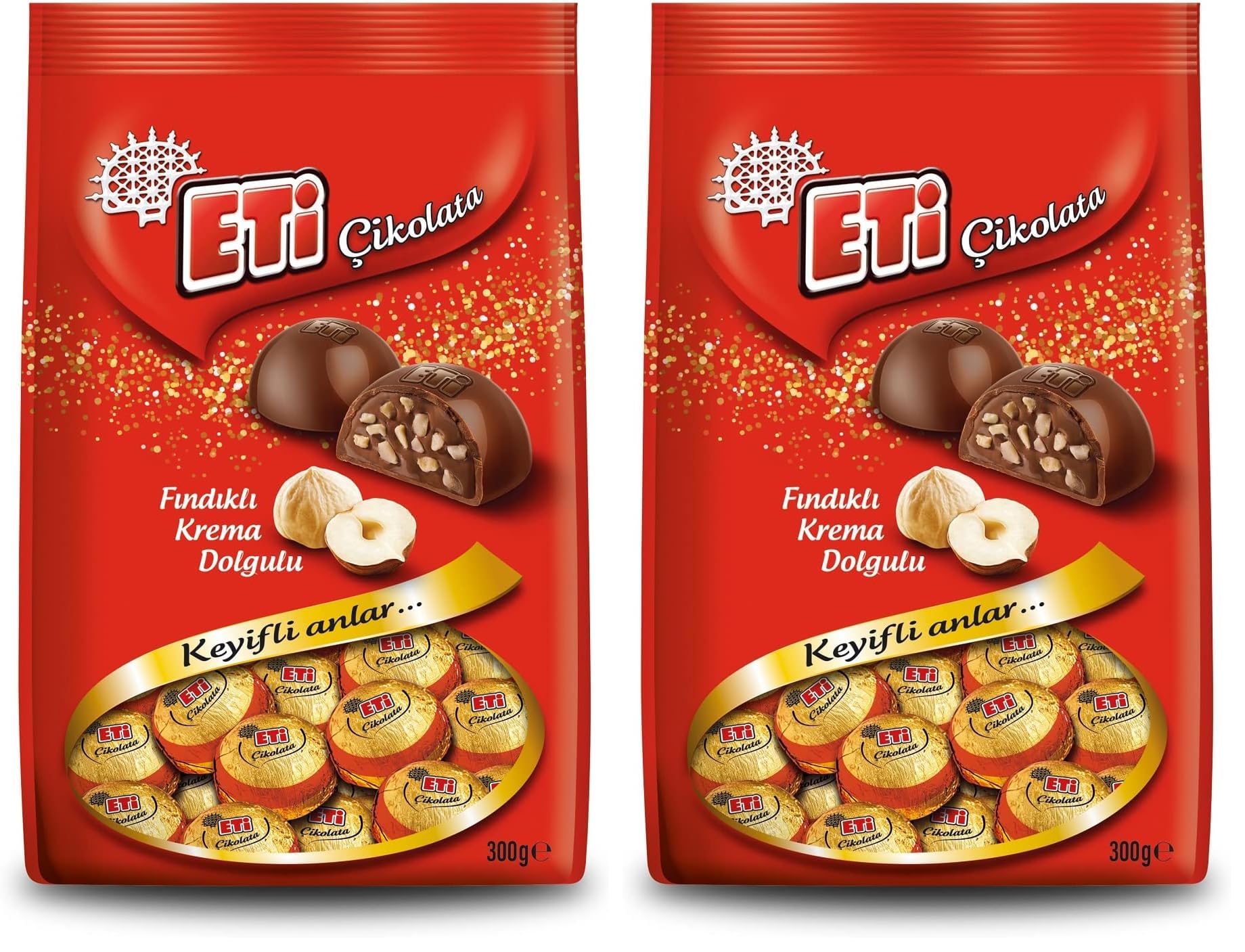 Eti Çikolata Fındıklı Krema Dolgulu Sütlü Çikolata 300 g (2 paketi)
