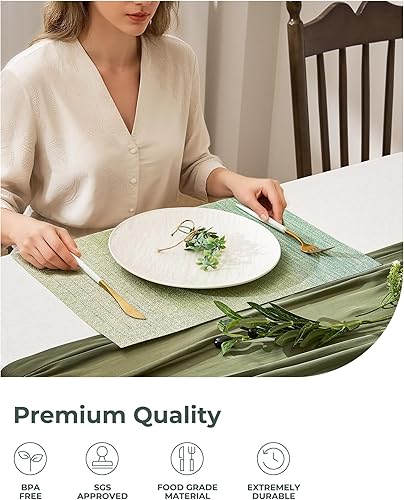 Miniatura 134 de Leetaltree - Manteles individuales, resistentes al calor, antideslizantes, para mesa de comedor, lavables, duraderos, tejido de PVC