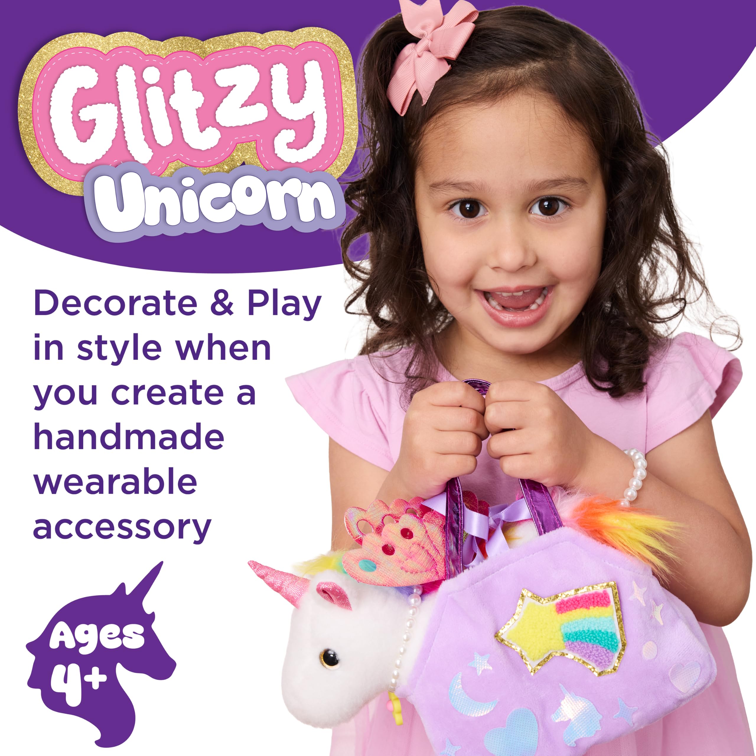 Creativity for Kids Glitziges Einhorn-Set, Adoptieren, Dekorieren und Dekorieren Ihres Plüschtiers, Kleinkind-Geldbörse und BFF-Schmuck, fördert fantasievolles Spielen und Feinmotorik (ab 4 Jahren)