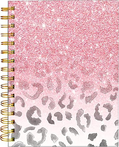 Vista 47 de iampanda Cuaderno con espiral, encuadernación fuerte de doble alambre con papel de primera calidad para niñas y mujeres, diseño de purpurina dorada