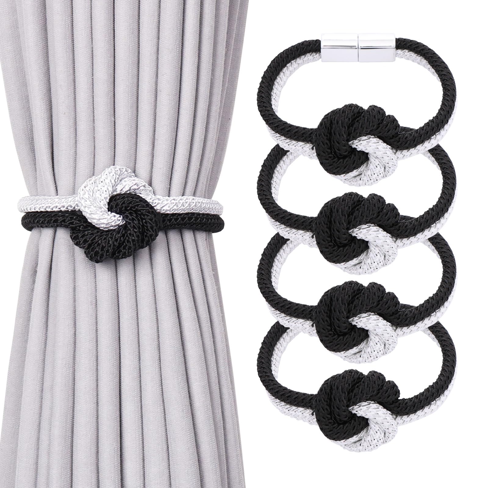 Pretty Jolly Flower‑Knot Curtain Tiebacks, Hand‑Woven Rope — image 1