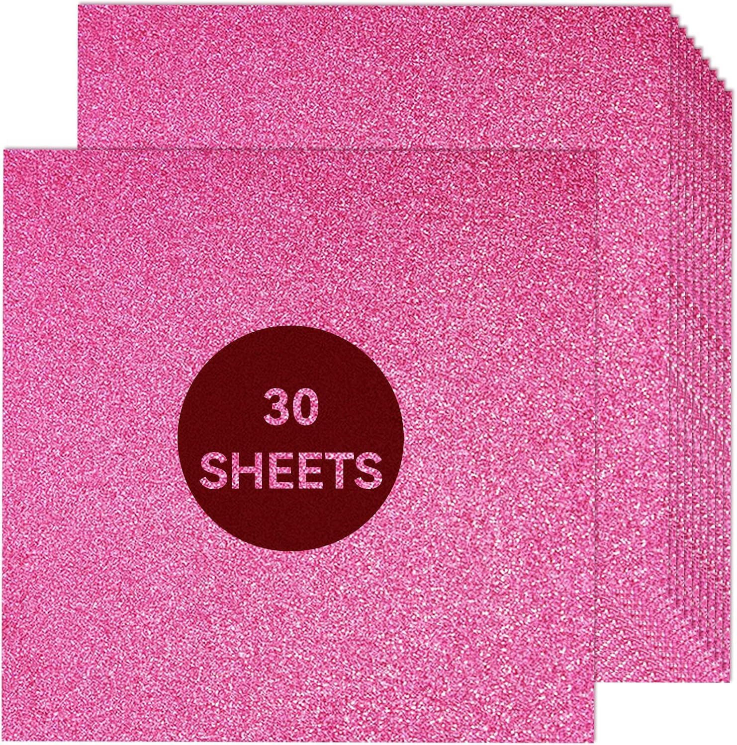 Pink Glitter Cardstock 12 x 12, Paper for Cricut, Thick Card Stock for Card Making, Scrapbooking, Craft(250Gsm 30Sheets)
