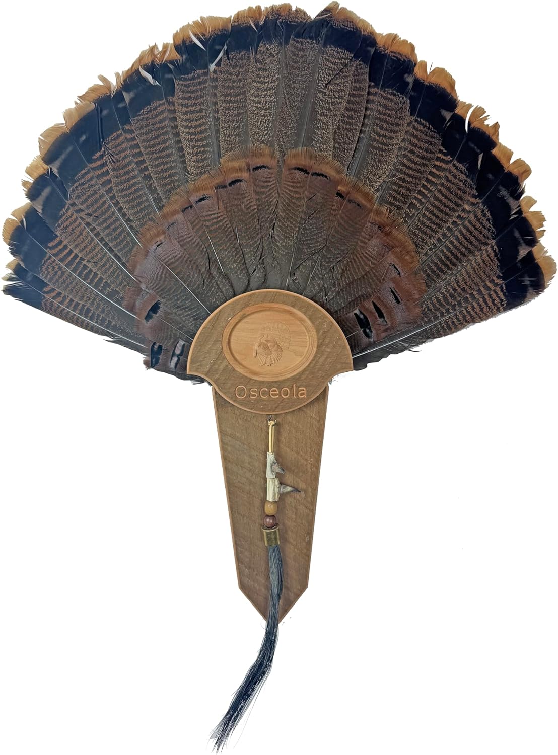 Carved Turkey Tail Mounting Kit w/Beard and Spur Display Options - Customizeable for All Species! (Brushed Barnwood)
