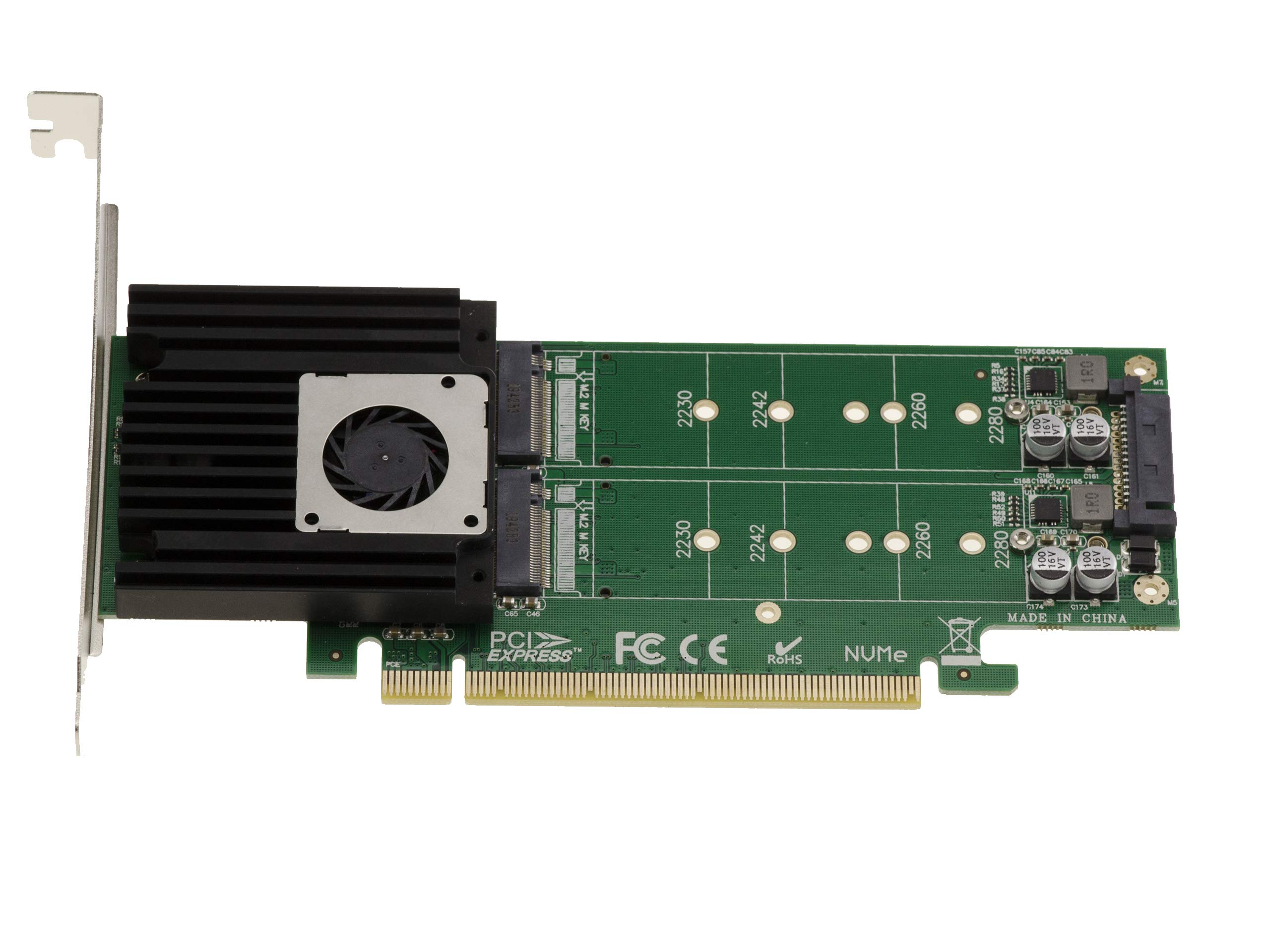KALEA-INFORMATIQUE Tarjeta controladora M2 PCIe 3.0 x16 para 4 Unidades SSD M.2 NVMe M Key. Perfil Alto y bajo. Conjunto de Chips ASM2824.