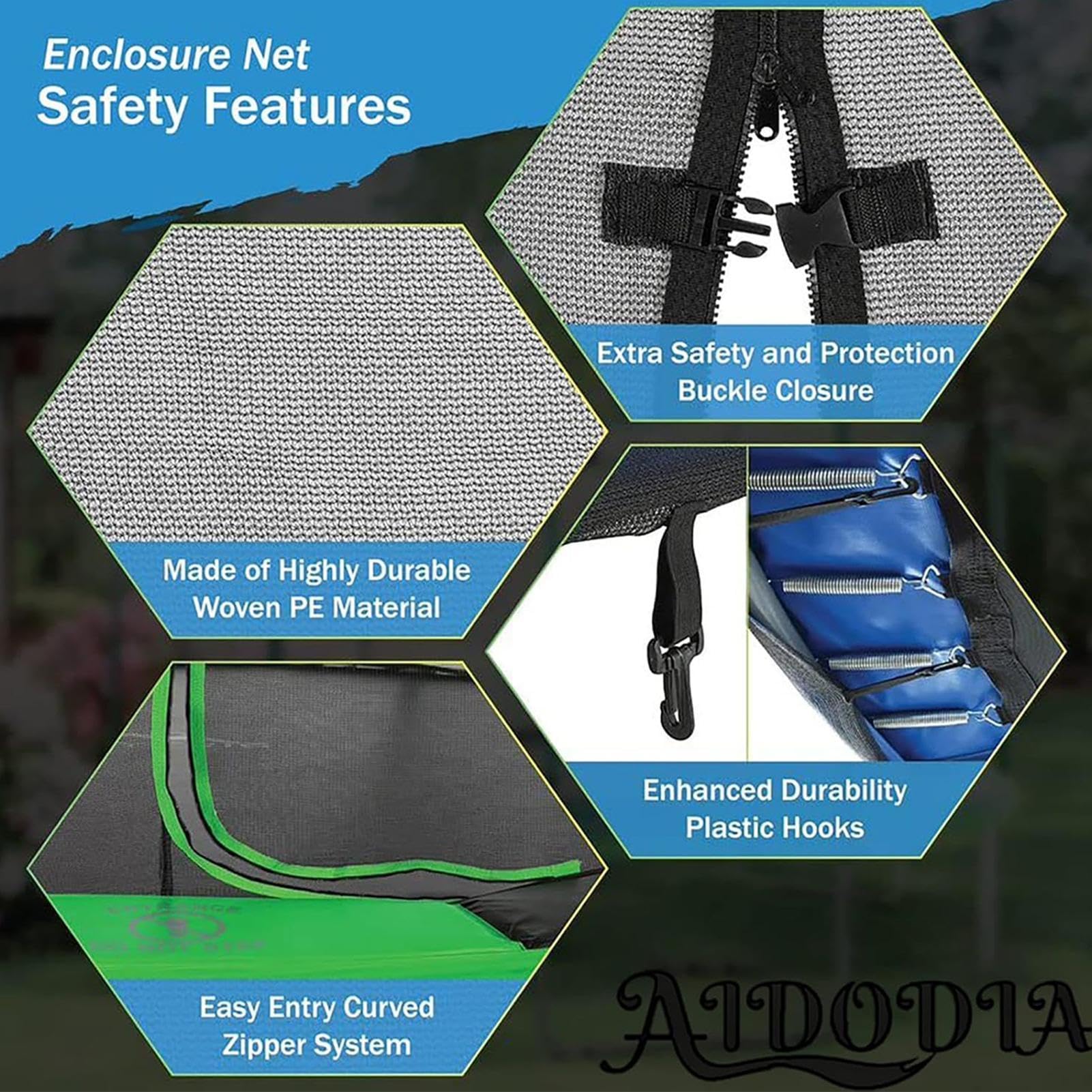 Red De Cerramiento Para Cama Elástica Vallas Resistentes a la Intemperie | Red Recambio Para Cercado Cama Elástica en Exteriores Patio Jardín Hogar Parque y Zona Juegos Infantil