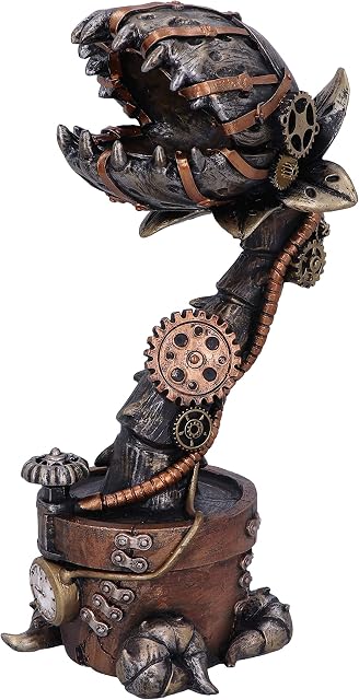 Cogwork Carnivore 24.3cm Bronze Mechanical Flesh Eating Plant Figurine