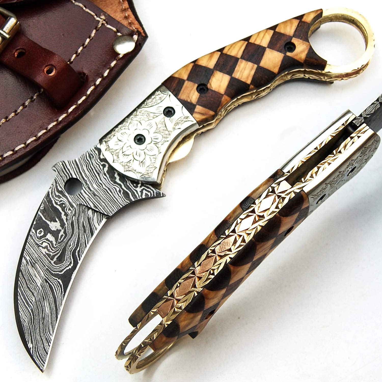 SJPR 9561 Coltello tascabile in acciaio damasco a mano personalizzato con guaina billetta chef da cucina casa giardino da collezione bar da campeggio pieghevole