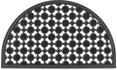 Relaxdays Felpudo Semicircular Decorativo para Entrada, 0.5 X 75 X 45 Cm, Caucho/Goma, Antideslizante, Negro