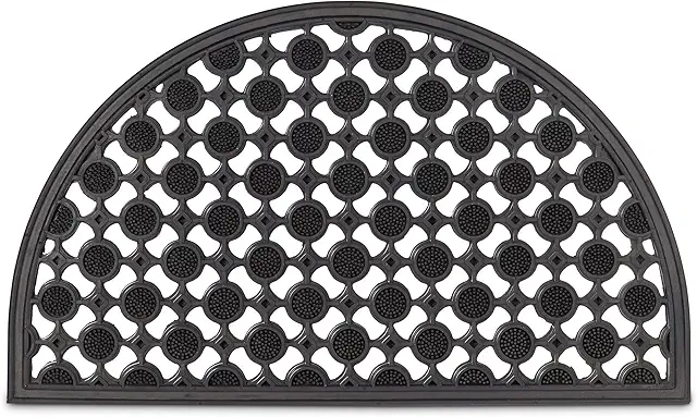 Relaxdays Semicircular Rubber Door Mat - Non-Slip Weather Resistant Doormat for Indoor/Outdoor Use