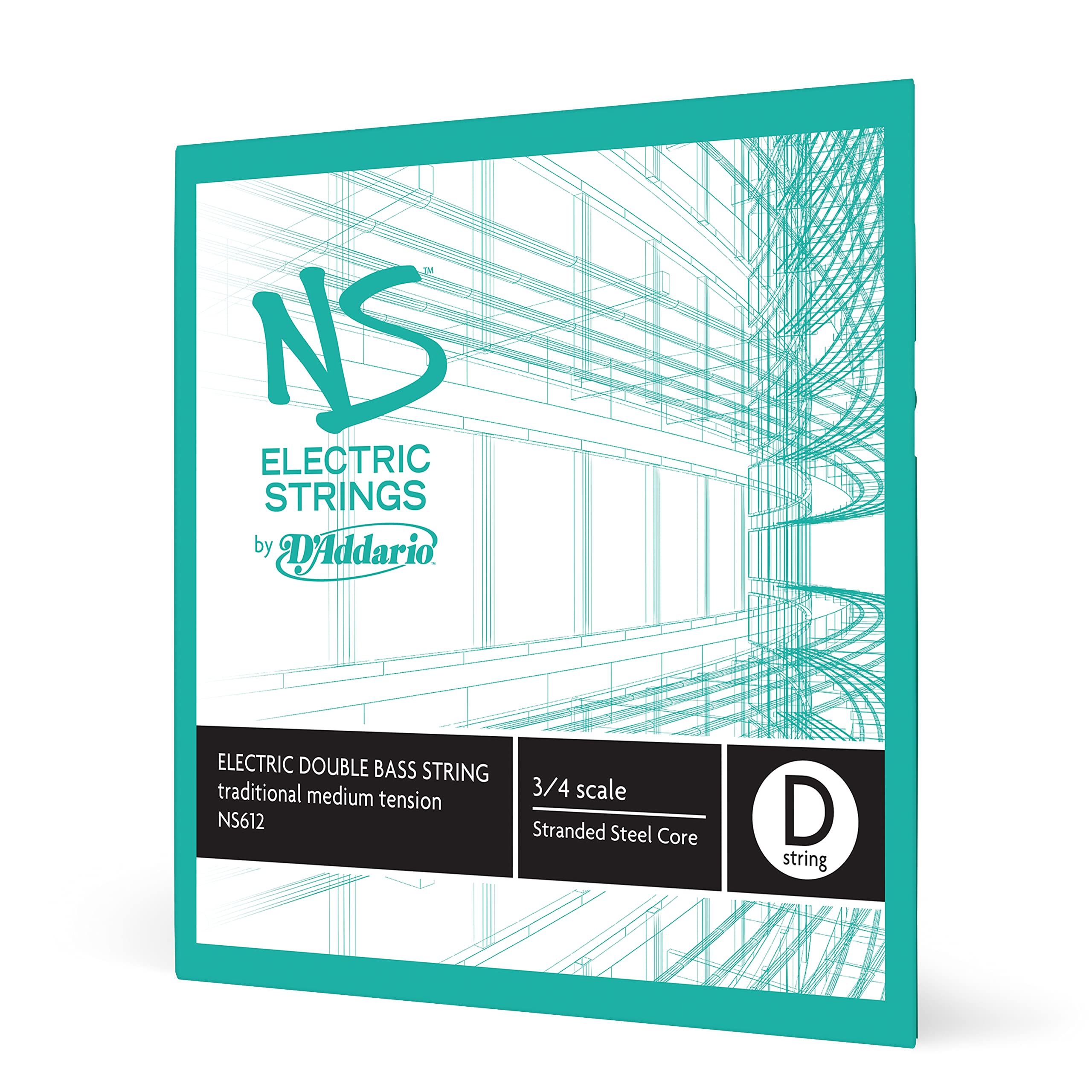 D'Addario NS Electric 3/4 Scale Medium Tension Single D String for Traditional Bass, Model NS612