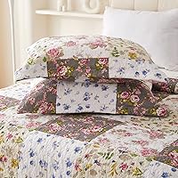 Vista 6 de EVENHUG Juego de Edredón de Retazos de 100% Algodón Tamaño Queen Ligero Floral Edredones Queen Juego de Ropa de Cama Colcha Cubrecama Cubierta