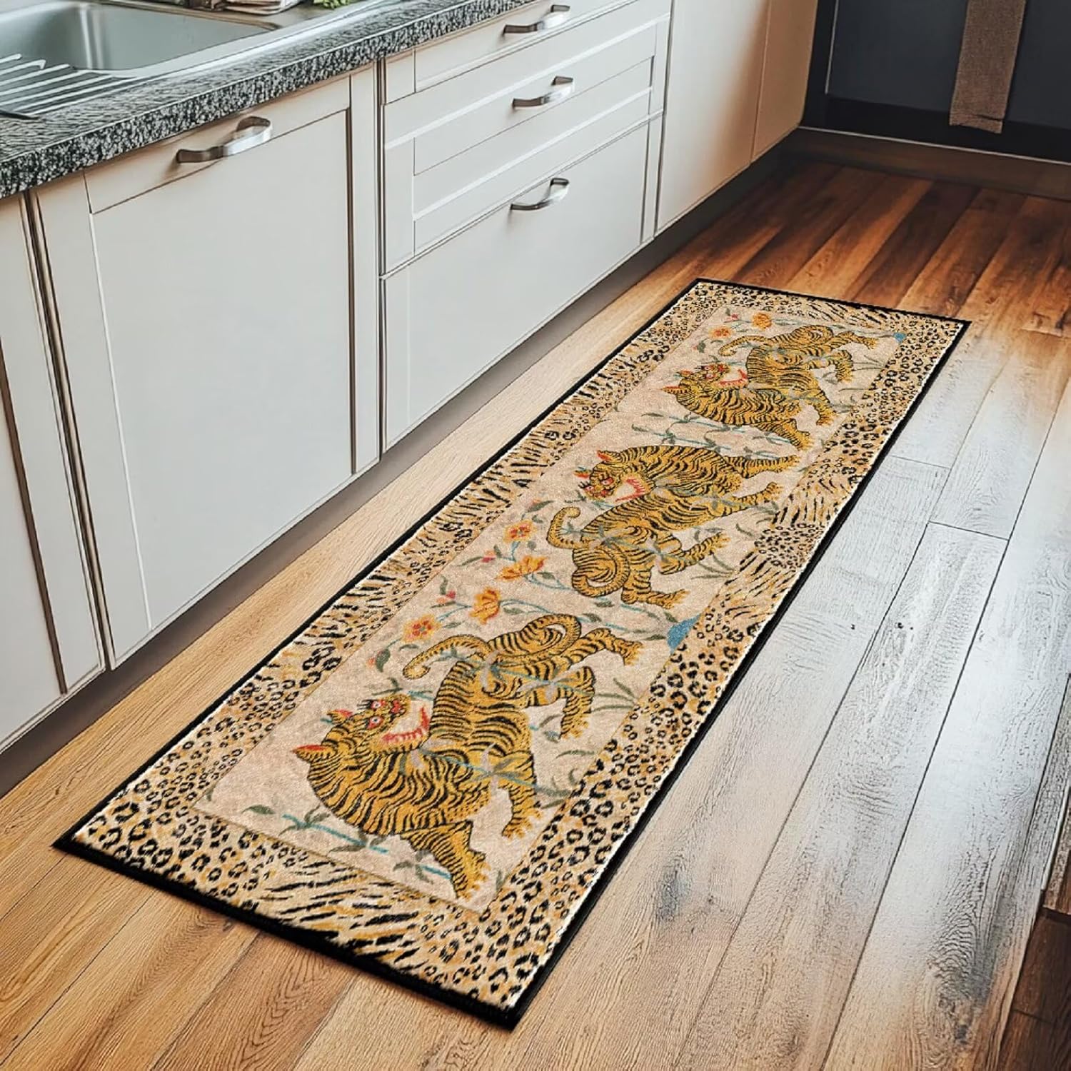 Amazon.com: 2x6 Feet Tibetan Tiger Print Runner Rug - Non-Slip Washable ...
