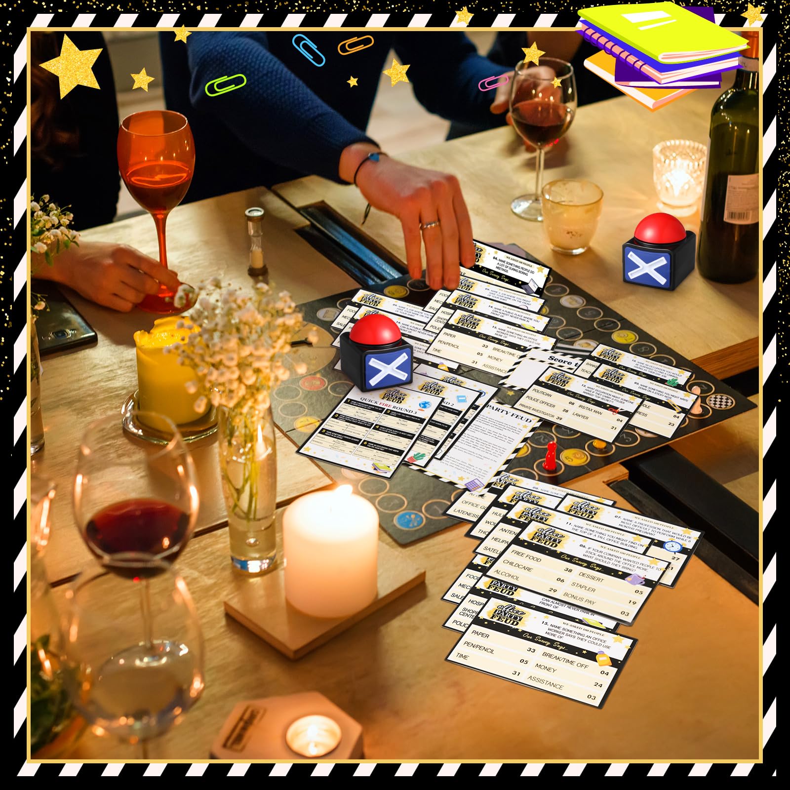 VioraWhite Giochi di feud amichevoli in ufficio con cicalini di gioco, giochi per feste in ufficio, quiz di faida di lavoro, giochi di team building, giochi per feste di lavoro, giochi a quiz sul