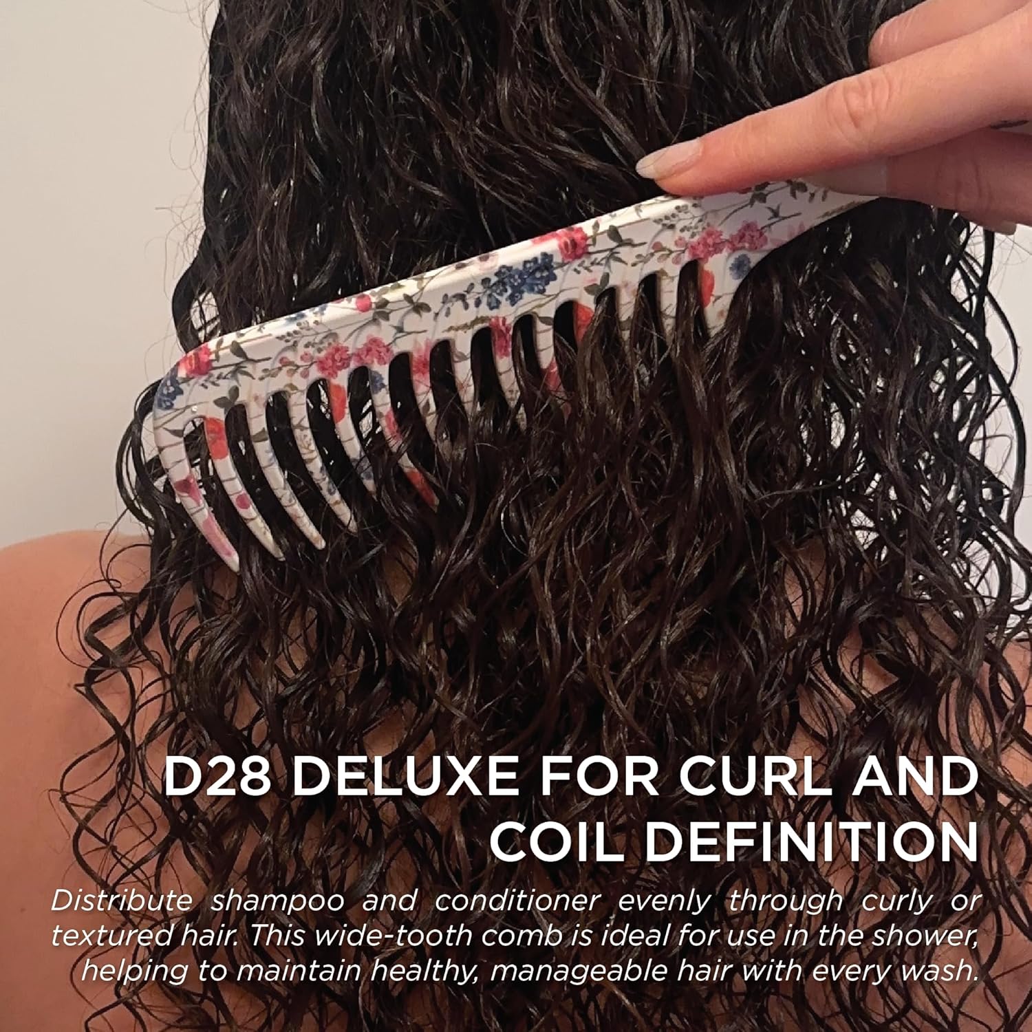 Denman D28 Wide Tooth Detangling Comb - Curved Pin For Detangling, Curl Defining, Smoothing - Wet Comb For All Hair Types, Women and Men - Image 4