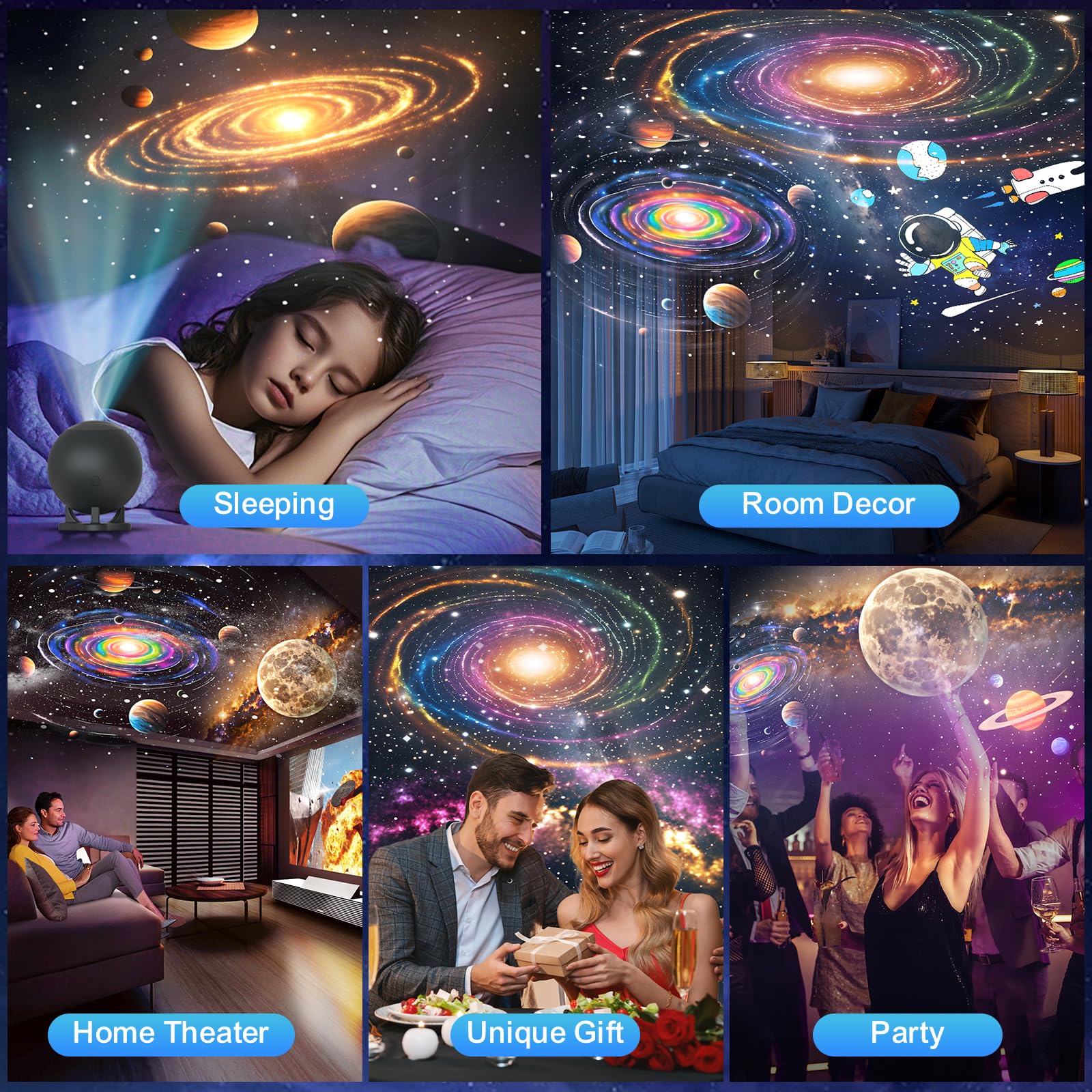 Planetarium Projector for Bedroom, 12 Image Discs, Galaxy