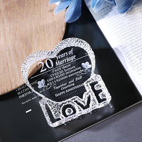 Miniatura 7 de YWHL Escultura de cristal para el 20 aniversario de boda, regalos de recuerdo para su esposa, novia, él, esposo (20 años)