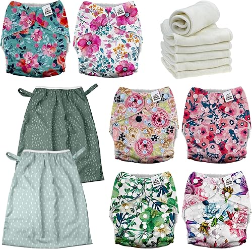 Mama Koala Pañales de tela para bebé 3.0 con paquete de 6 insertos, con 2 unidades de forro reutilizable para cubos