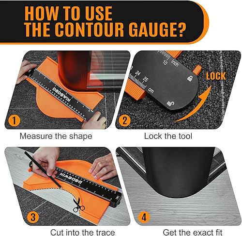 Miniatura 29 de dodowin Medidor de contorno con cerradura, regalos del día del padre para hombres, cumpleaños, papá, marido, él, herramienta de contorno