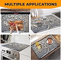 Vista 7 de Cubierta de estufa de vidrio resistente al calor con revestimiento de goma antideslizante – Protector de estufa eléctrica, resistente a