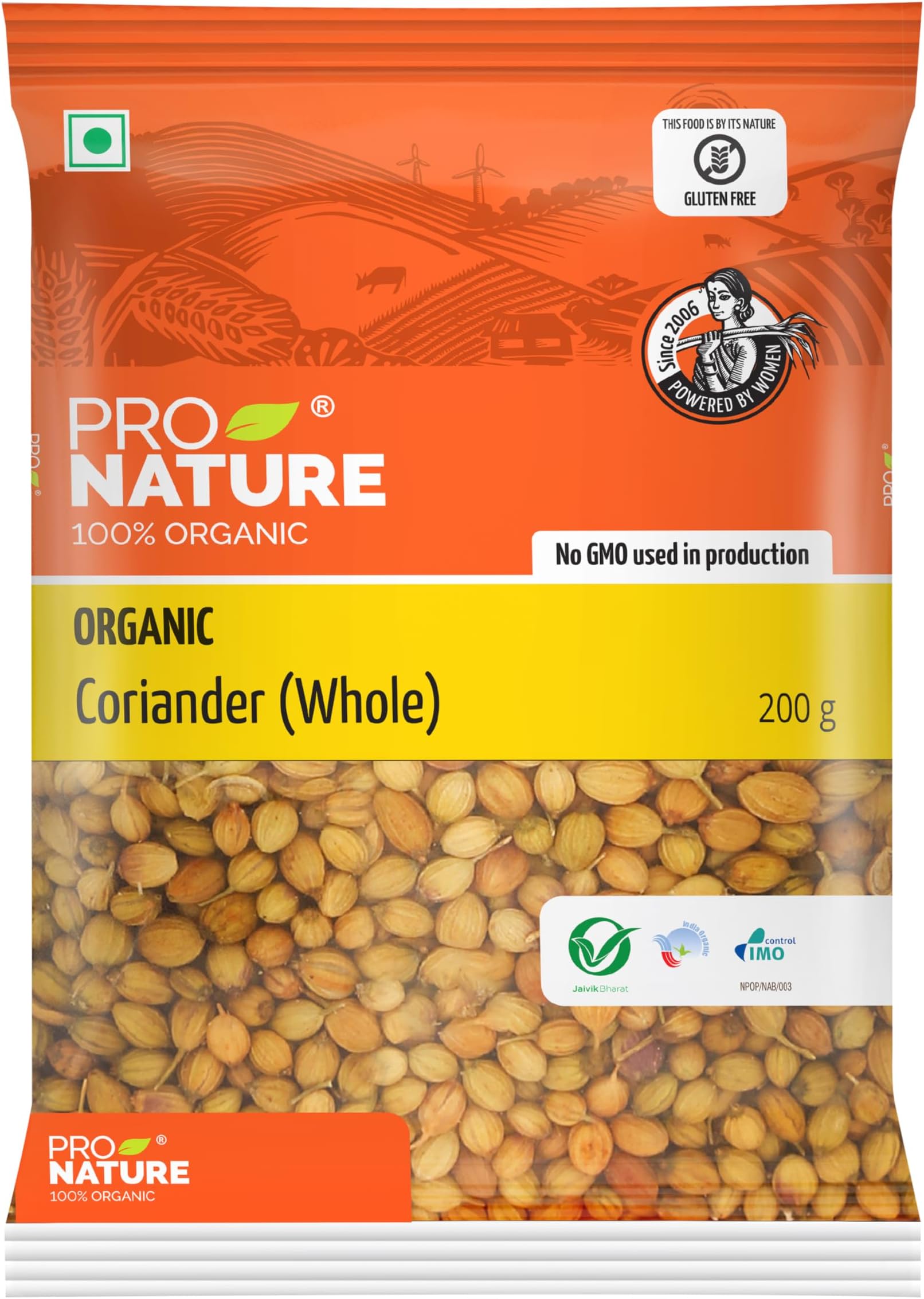 Pro Nature 100% Organic Coriander Seeds Whole (Sabut Dhaniya) - 200g