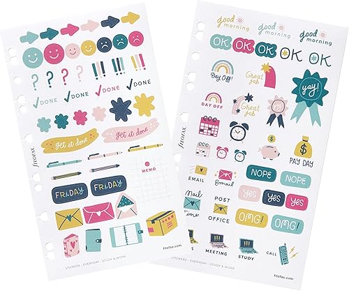 Miniatura 2 de Filofax Adhesivos para estudio y trabajo diario, reposicionables, acabado mate, tamaño A5personal, juego de 249 calcomanías (B132836)