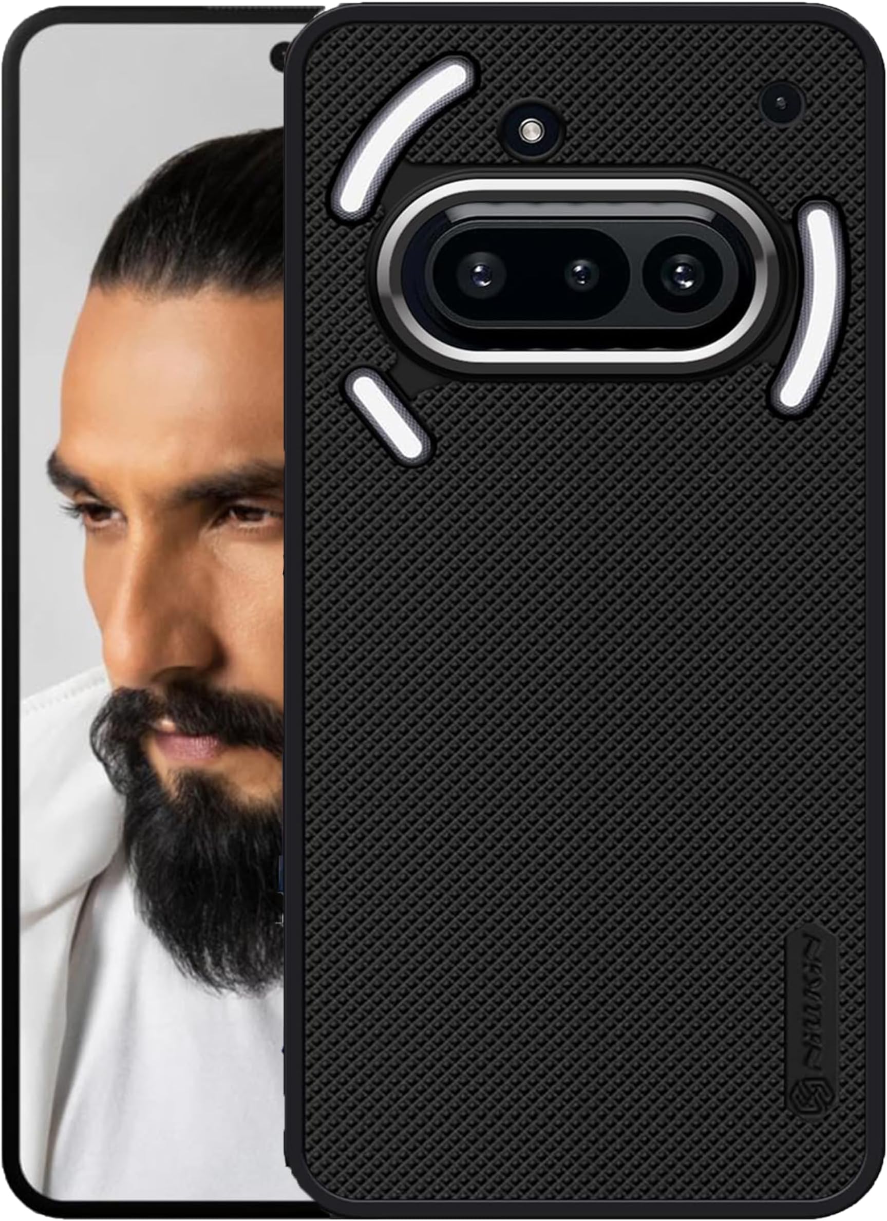FabeKee Back Cover Case Compatible for Nothing Phone 3A 5G (Textured Grip Design | Camera Protetion | Slim and Light Weight | Soft Touch and Feel | Black)