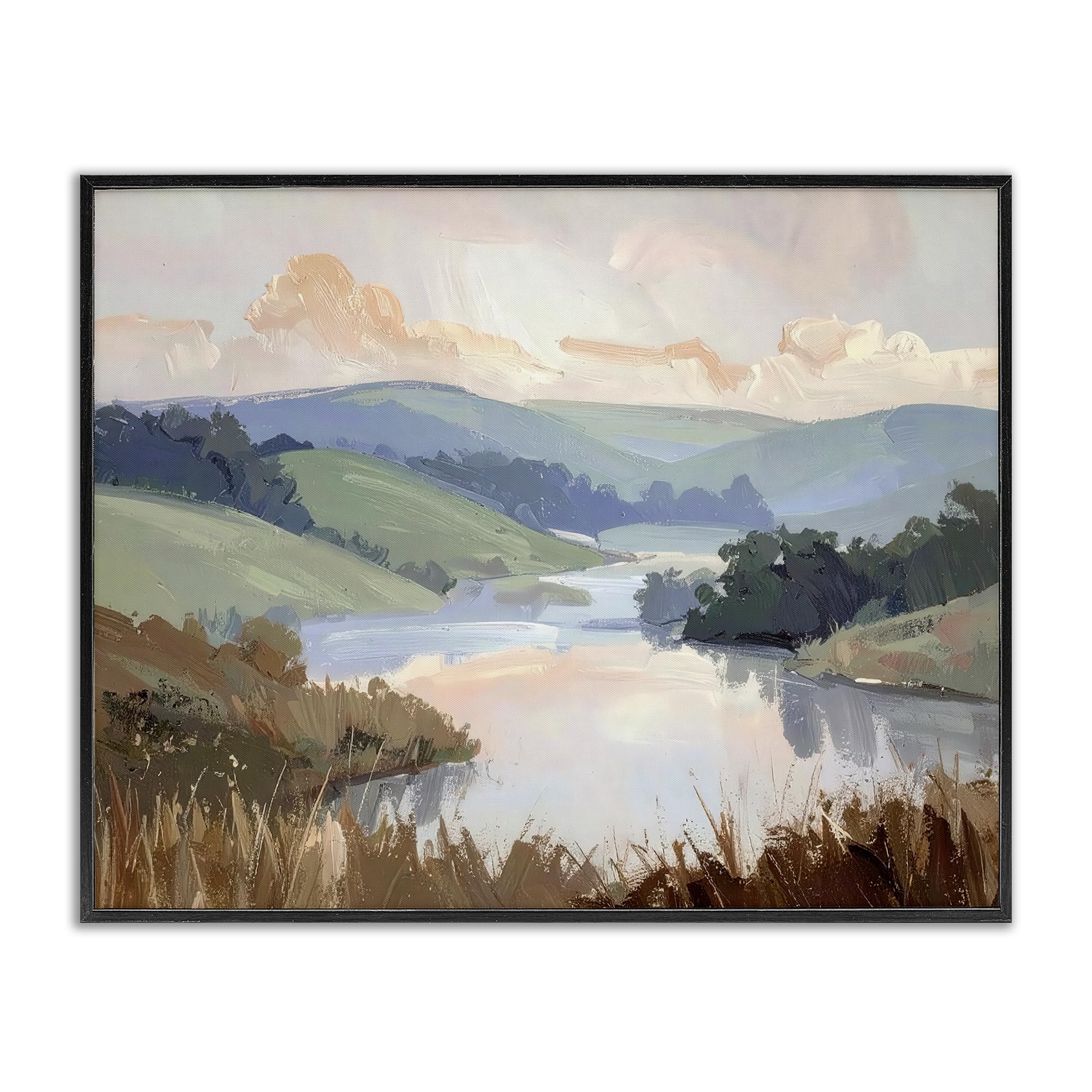 Muted Distant Mountains Landscape, 24 x 30 Inch Framed Giclée Print