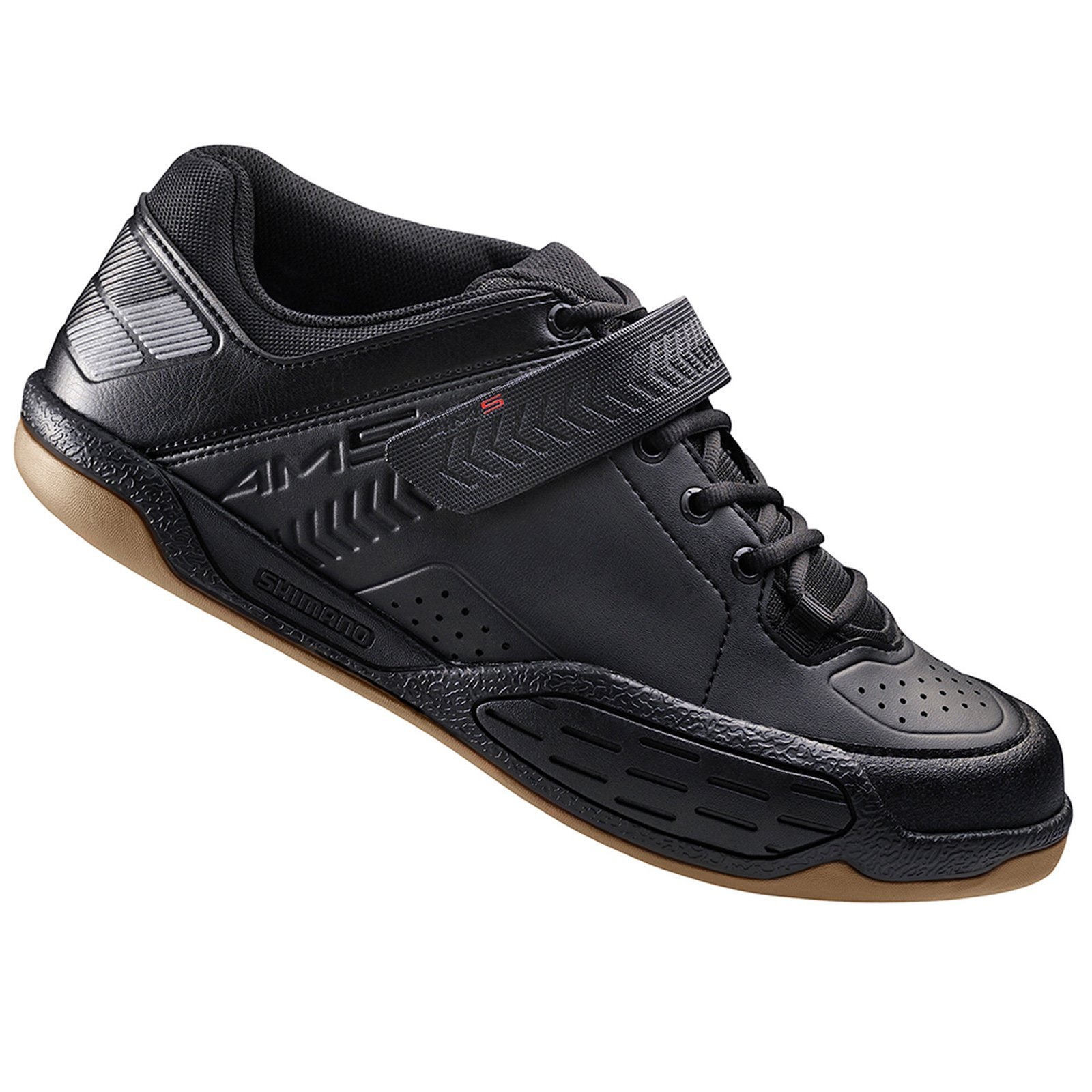 Shimano Unisex buty rowerowe dla dorosłych, buty do wszystkich górskich SH-AM5 GR. 46 SPD wpuszczane sznurowanie buty rowerowe, górskie, wielokolorowe (czarne)