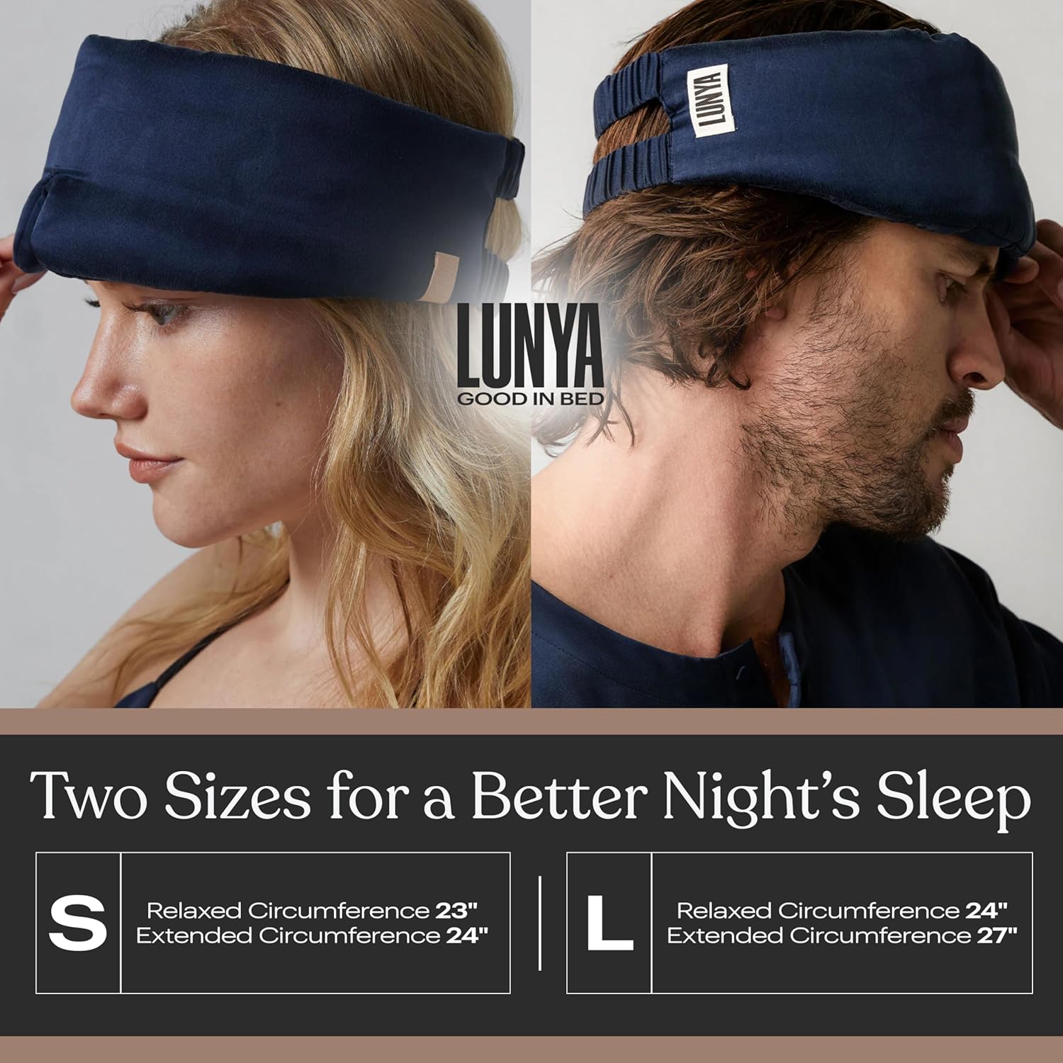 Lunya Weighted Silk Sleep Mask – Mulberry Silk Eye Cover with Cooling Glass Beads, Noise-Reducing Fit, Washable Fabric, and Travel Pouch – Sleeping Mask for Men and Women - Deep Blue - Small - Image 4