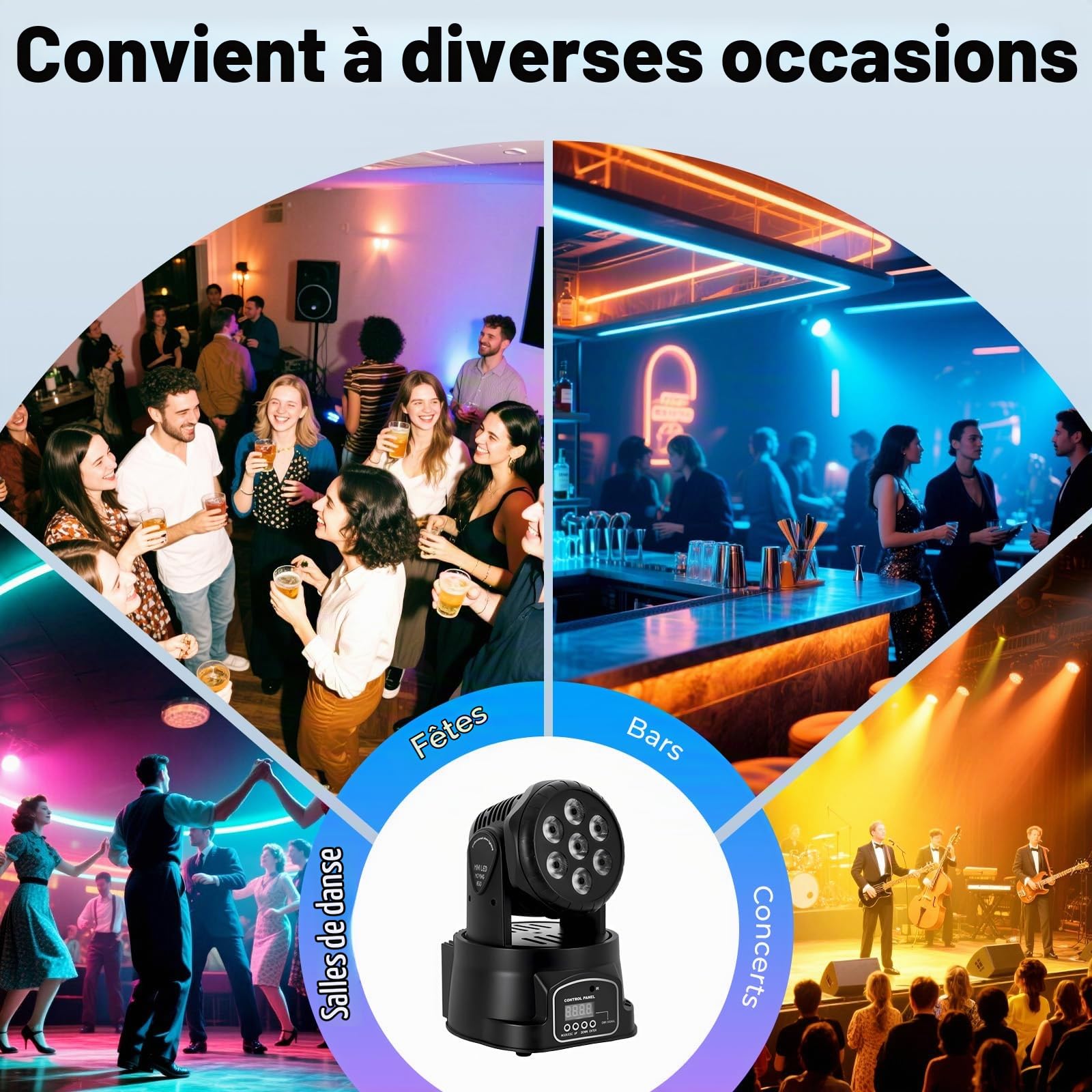 Lyre LED Mini Lampe à Tête Mobile DJ Éclairage De Scène Moving Head Lampe Avec Télécommande,Pour Mariage, Fête D'anniversaire, Banquet, Bar, Concert