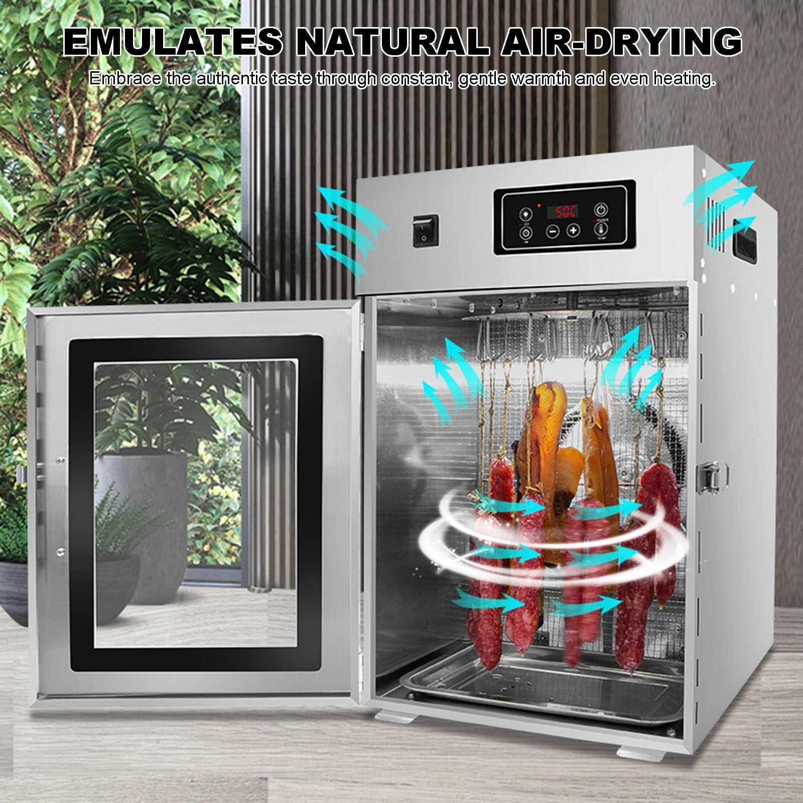 Disidratatore per Carne essiccato Uniforme a 360° per Carne secca, disidratatore Professionale per Carne da 800 W con Timer Digitale e Controllo della Temperatura, Grande capacità di 15 kg