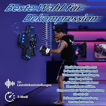 Music Boxing Machine Intelligent Music Boxing Machine with LED Light Bluetooth Boxing Device for Children/Adults Wall-Mounted Boxing Target with Boxing Gloves Speed Adjustment Counting
