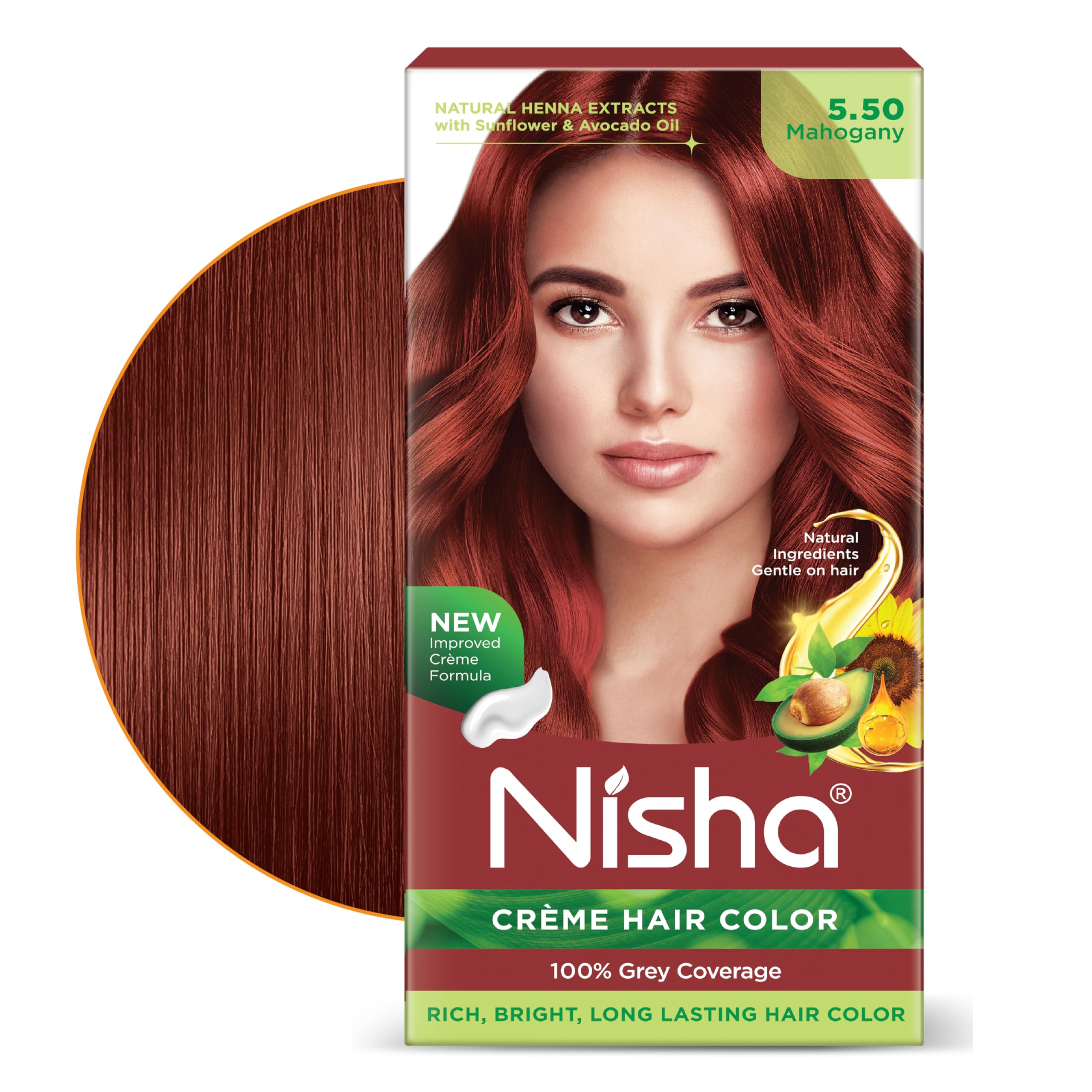 Nisha Creme Hair Color Cream Mahogany 5.50, 120g, Long Lasting Hair Dye for Grey Coverage, Rich Color, Natural Shine, For Men & Women, Pack of 1-image-25