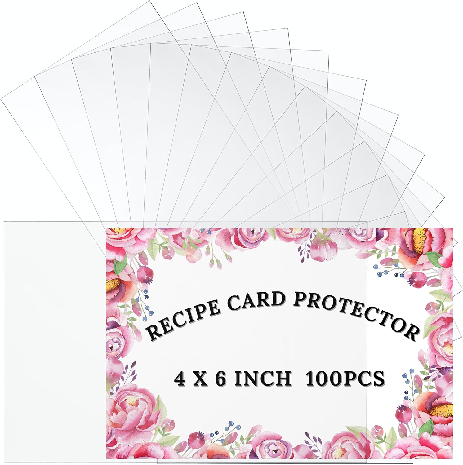 Amazon.com: Freude 4x6 Recipe Cards Protector Sleeves - 100Pcs Thick ...
