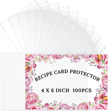 Freude 4x6 Recipe Cards Protector Sleeves - 100Pcs Thick Clear Plastic Sleeves for Cards, Photo Sleeves & Card Cover - Ideal for Culinary Lovers, Bridal Shower, Recipe Organizer