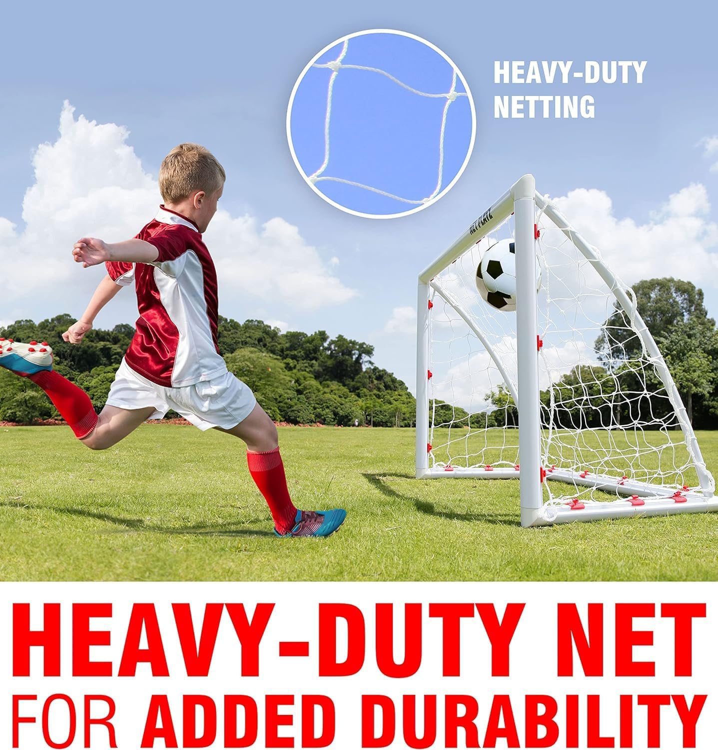 NET PLAYZ Soccer Goals for Backyard, Kids 4'x3' High-Strength Fast Set-Up | Football Gifts Age 3 4 5 6 7 8 9 10 11 12 13 14 Year Old Child Teens & Youth (Weatherproof), White (NOS34840A01)
