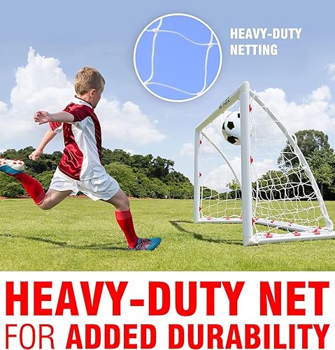 Miniatura 6 de NET PLAYZ Porterías de fútbol para patio trasero, niños de 4 x 3 pies de alta resistencia  Regalos de fútbol para edades de 3, 4, 5, 6, 7, 8, 9, 10,