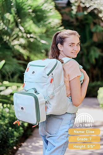 Miniatura 8 de uninni Juego de mochila para niños a partir de 5 años con bolsa de almuerzo y bonito estuche para lápices ligero organizador de almacenamiento