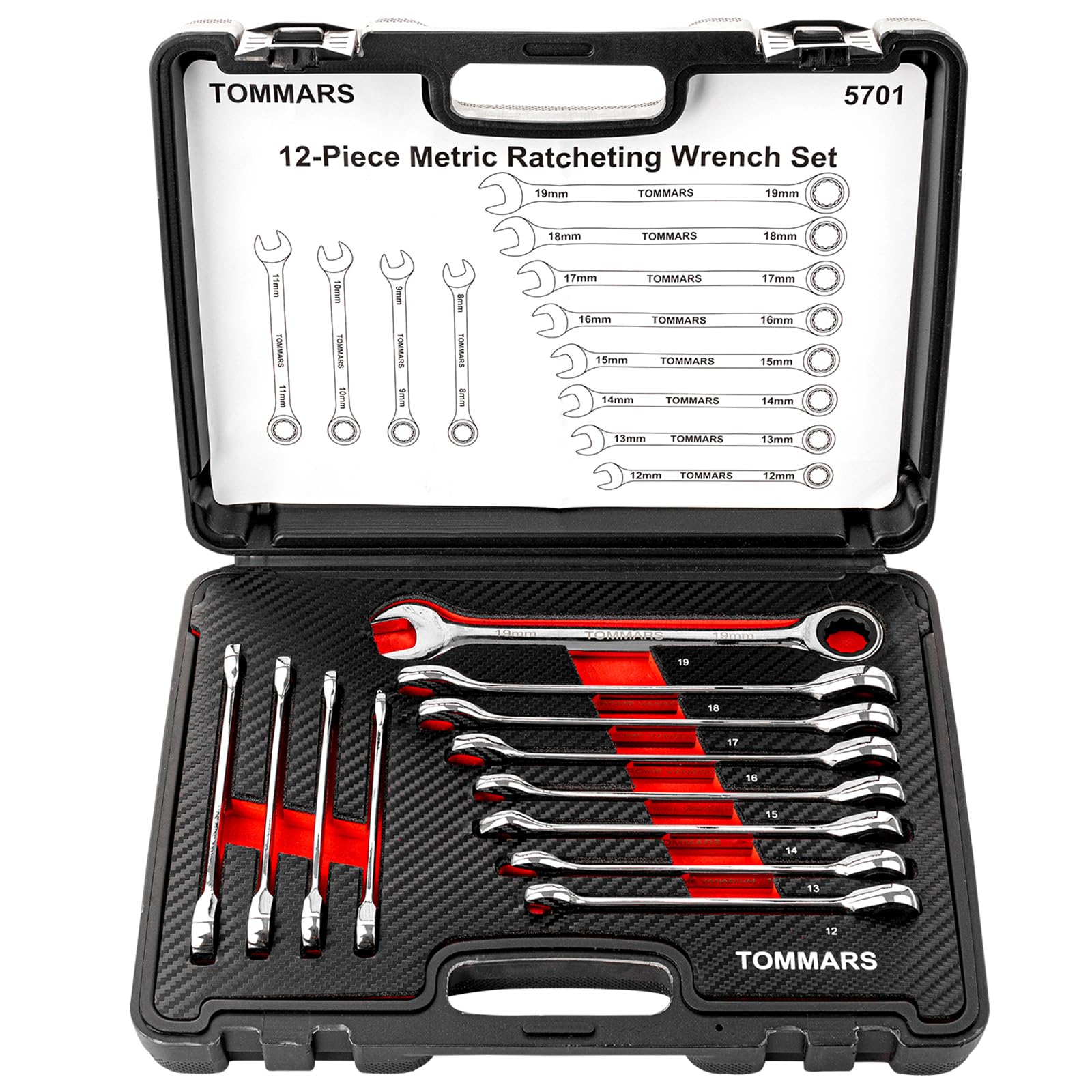 16-teiliges Umschaltknarrenschlüssel-Set Von KARRYTON – Metrisch 8–25 Mm, 72 Zähne, Cr-V-Stahl