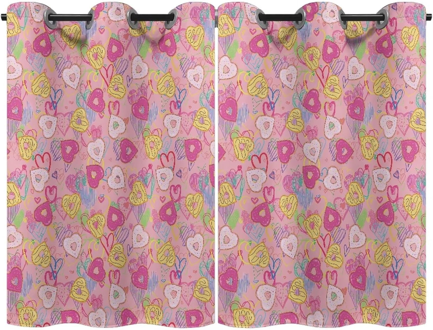 Thermal Insulated Grommet Blackout Curtains, Sunflower Bird Darkening Drapes for Bedroom Window, 2 Panels Short Curtains Half Window Curtains, Noise Reducing Blocking Draperies