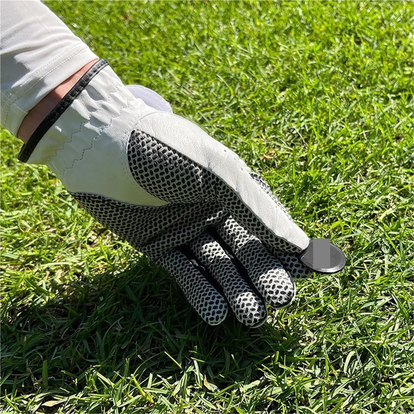 Guantes De Golf Guante de Mano Izquierda 2 uds con Guantes Protectores Antideslizantes con Marcador de Bola Guante de Cuero Suave for Hombres de Golf Golf Guantes