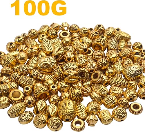 Miniatura 3 de BronaGrand 3.53 oz (alrededor de 130-180 piezas) de oro antiguo, cuentas pequeñas, espaciadores de abalorios para joyería, pulseras y collares