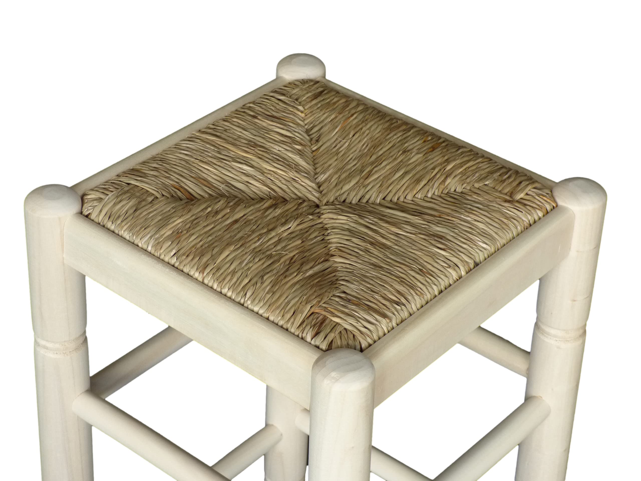GRECA Taburete Alto Asiento Enea. En Madera en Crudo. Ideal para Pintar.